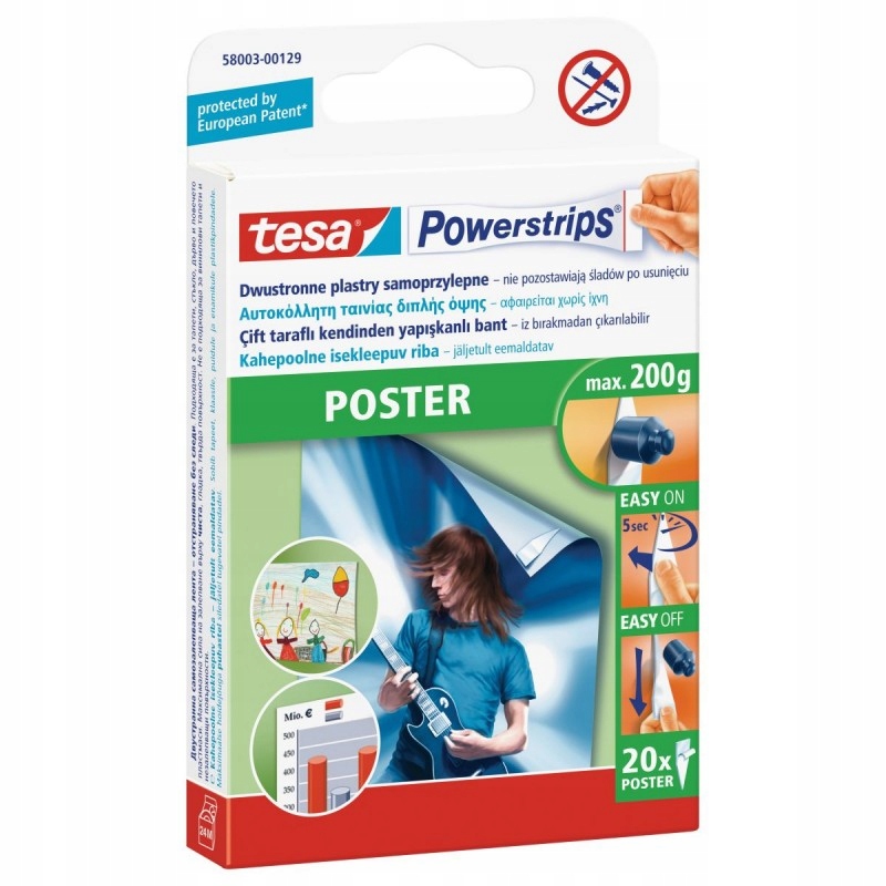 

Plastry montażowe tesa Powerstrips do plakatów 20x