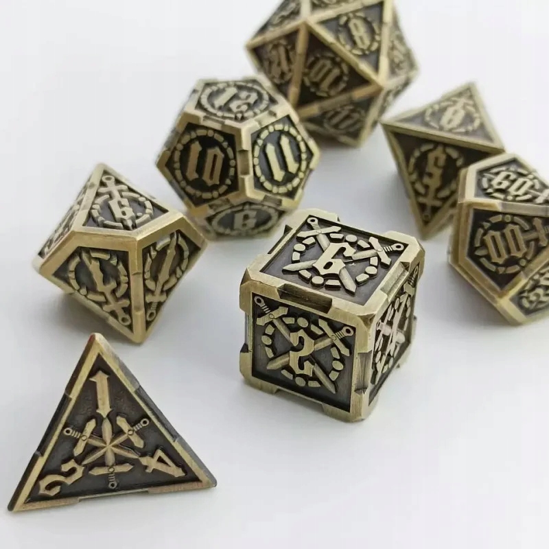 ZAKON PALADYNÓW ZESTAW 7 METALOWYCH KOŚCI RPG Liczba ścian 4 6 8 10 12 20