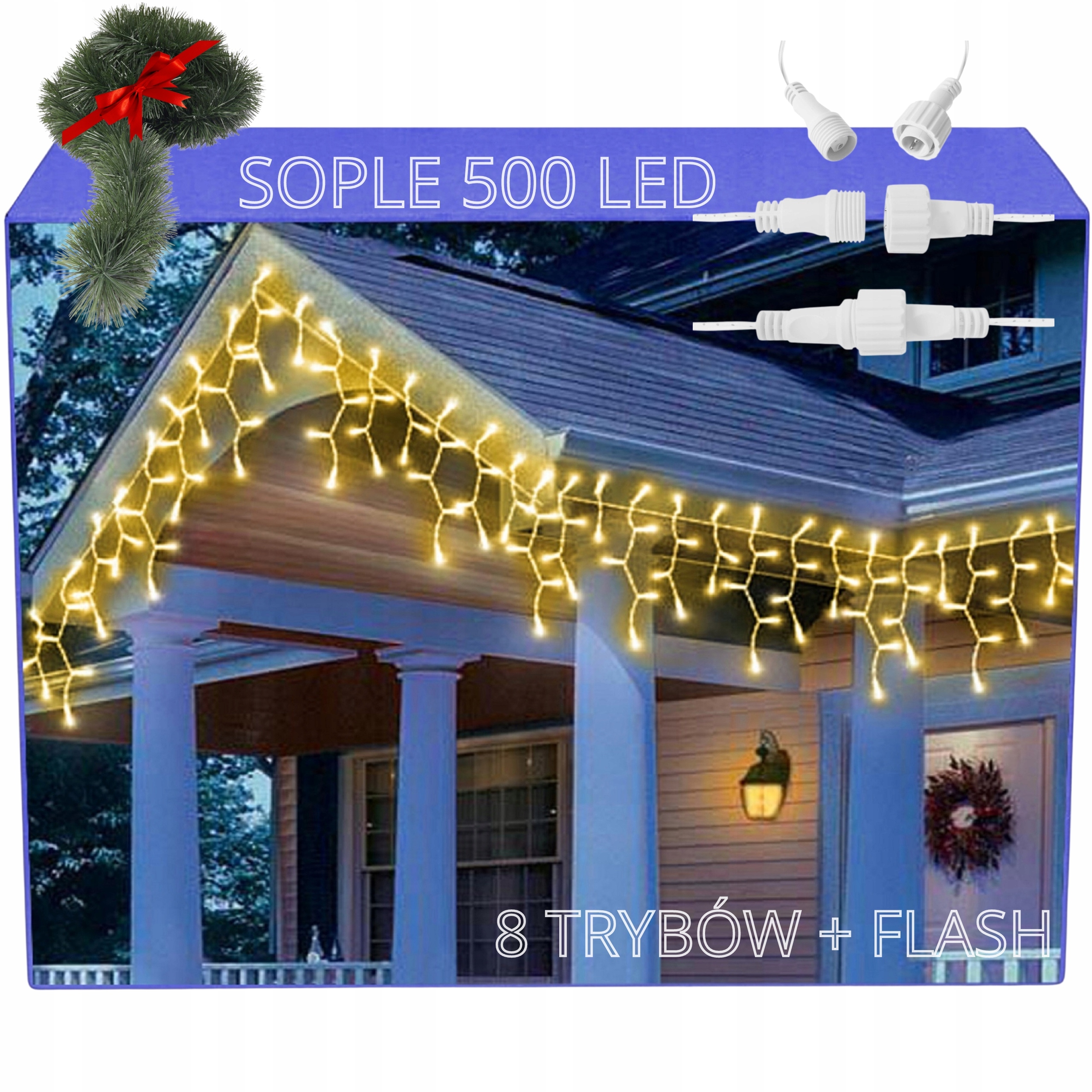 Rampouchy Led 500 bílé teplé 20 m 8 režimů venkovní vánoční lampy