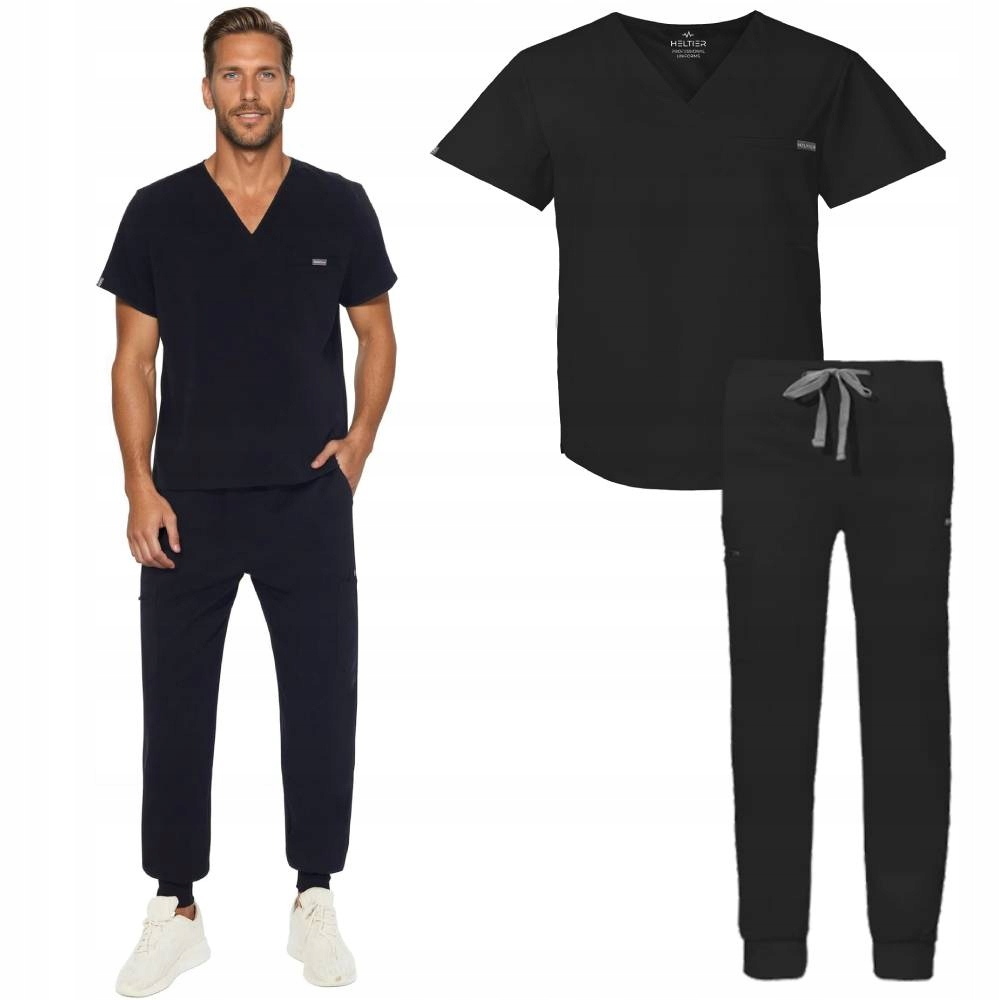 Komplet Medyczny Męski Scrub Uniform, Model Antidote Kolor Black Roz. XXL