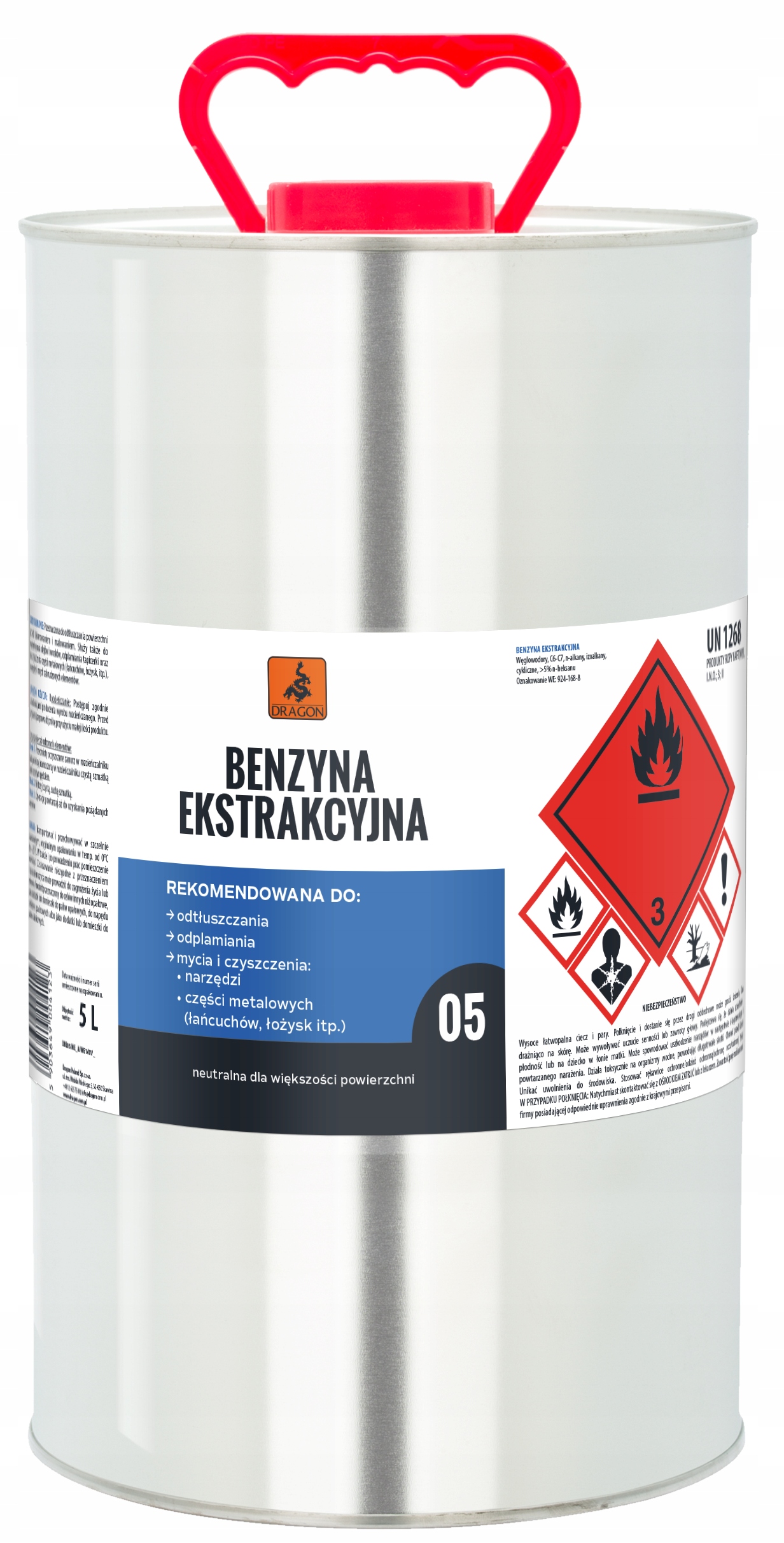 Benzyna Ekstrakcyjna Odtłuszczacz Do Metalu Rozcieńczalnik Dragon 5l