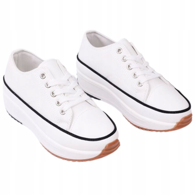 Trampki Damskie Tenisówki Na Platformie Białe Buty