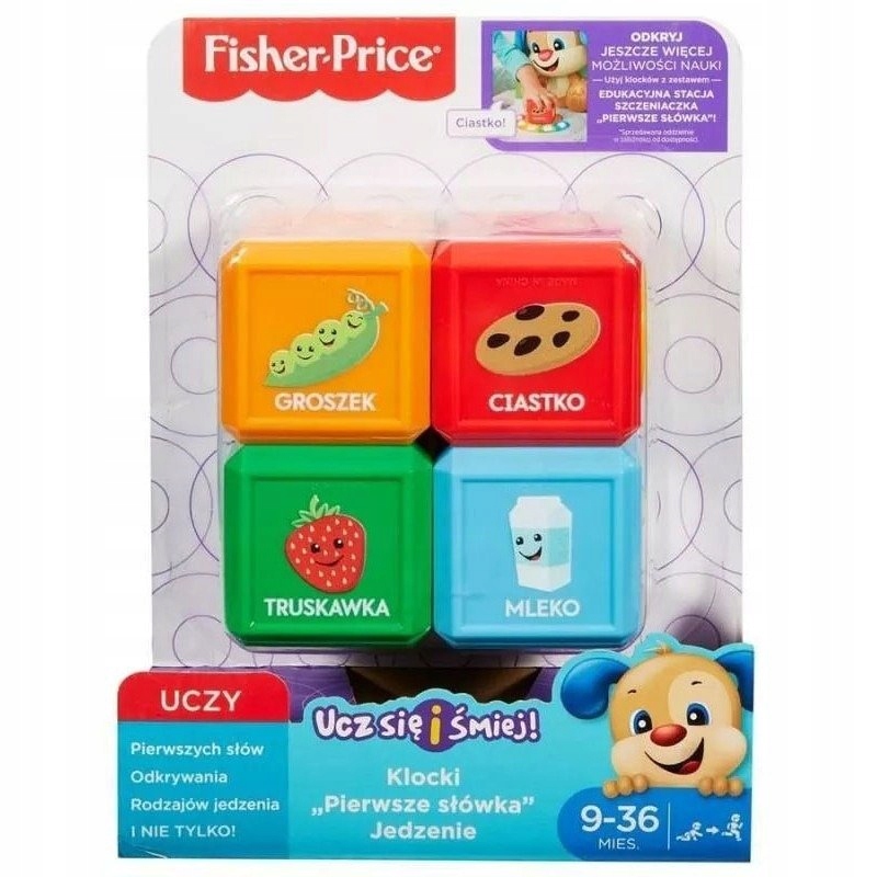 FISHER PRICE 4 KLOCKI PIERWSZE SŁÓWKA JEDZENIE FJP29