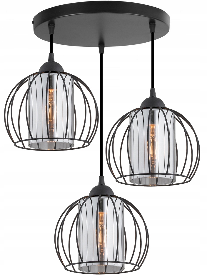 Lampa Wisząca Sufitowa Zwis Żyrandol Szklany Klosz Loft Led