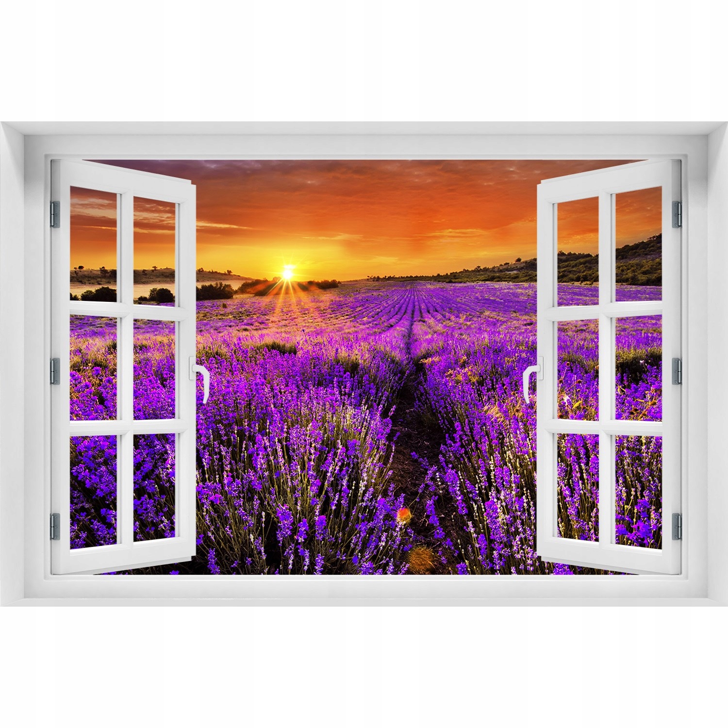 

Naklejka Samoprzylepna Okno Pole lawendy 120x80