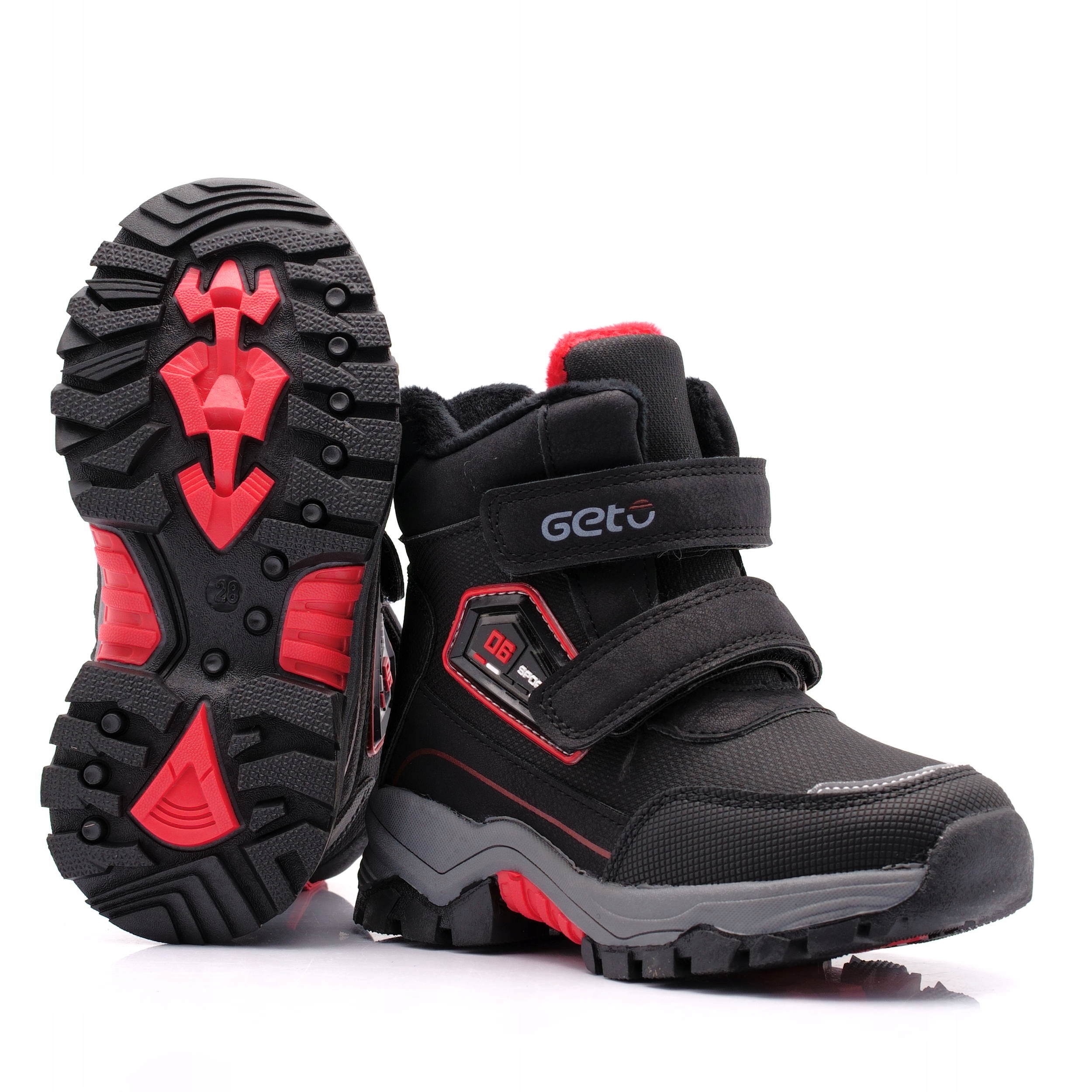 BUTY ZIMOWE CHŁOPIĘCE ŚNIEGOWCE KOZAKI GETO 203 28 Kod producenta A-203 BLACK/RED