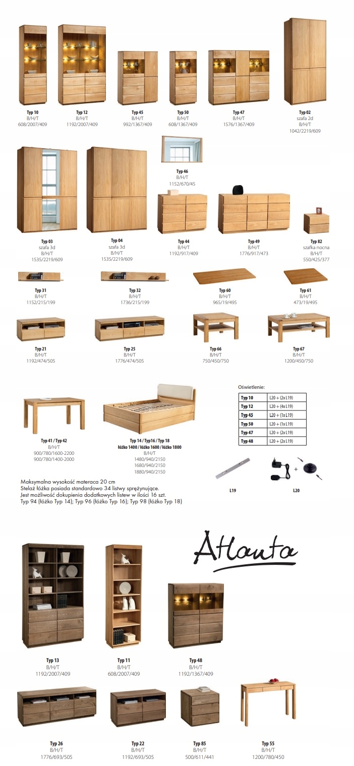 Witryna Drewno ATLANTA typ 10 DEKORT Szerokość mebla 61 cm