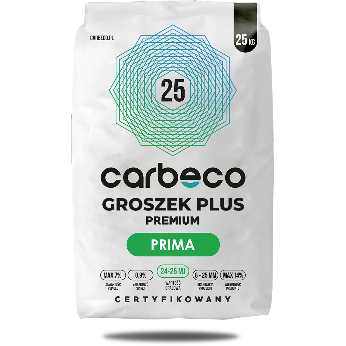 Węgiel CARBECO PREMIUM - GROSZEK PLUS PRIMA 25 MJ - 1 tona
