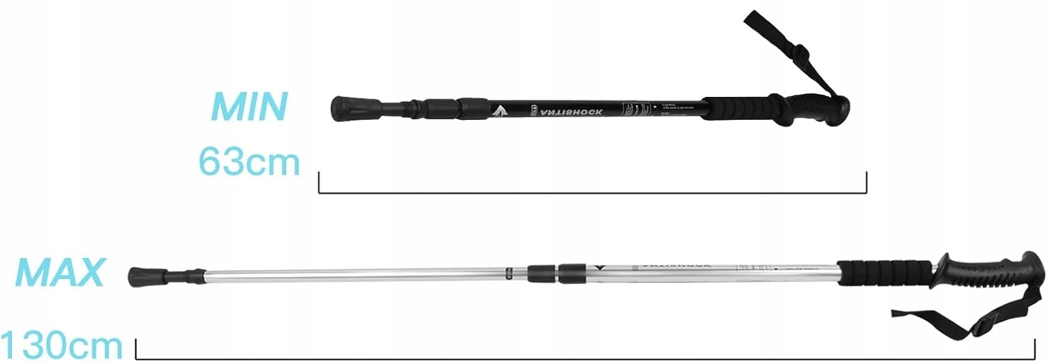 KIJE TREKKINGOWE REGULOWANE KIJKI DO CHODZENIA NORDIC WALKING TELESKOPOWE Model ANTISHOCK