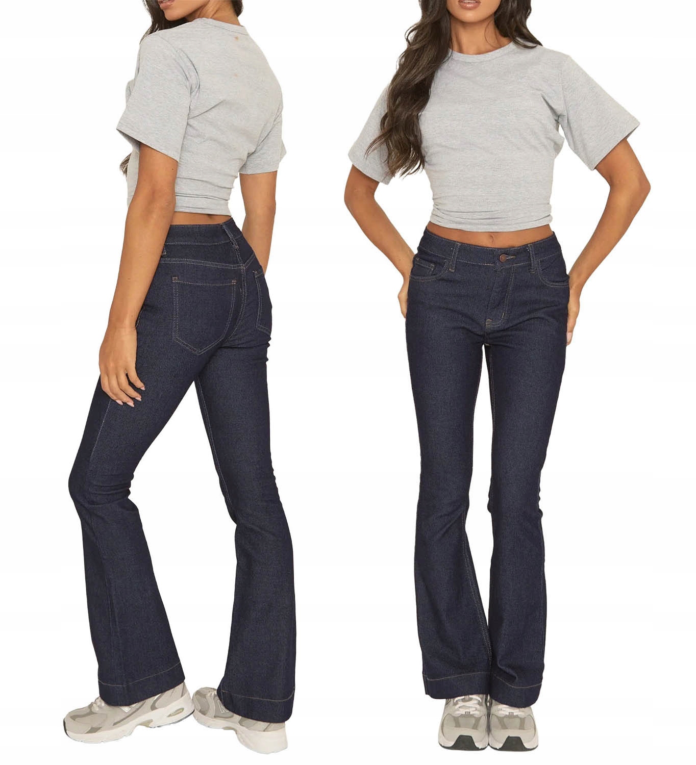 Kalhoty Zvony Flare Surové Džíny Dámské Široké Nohavice Bootcut Džíny