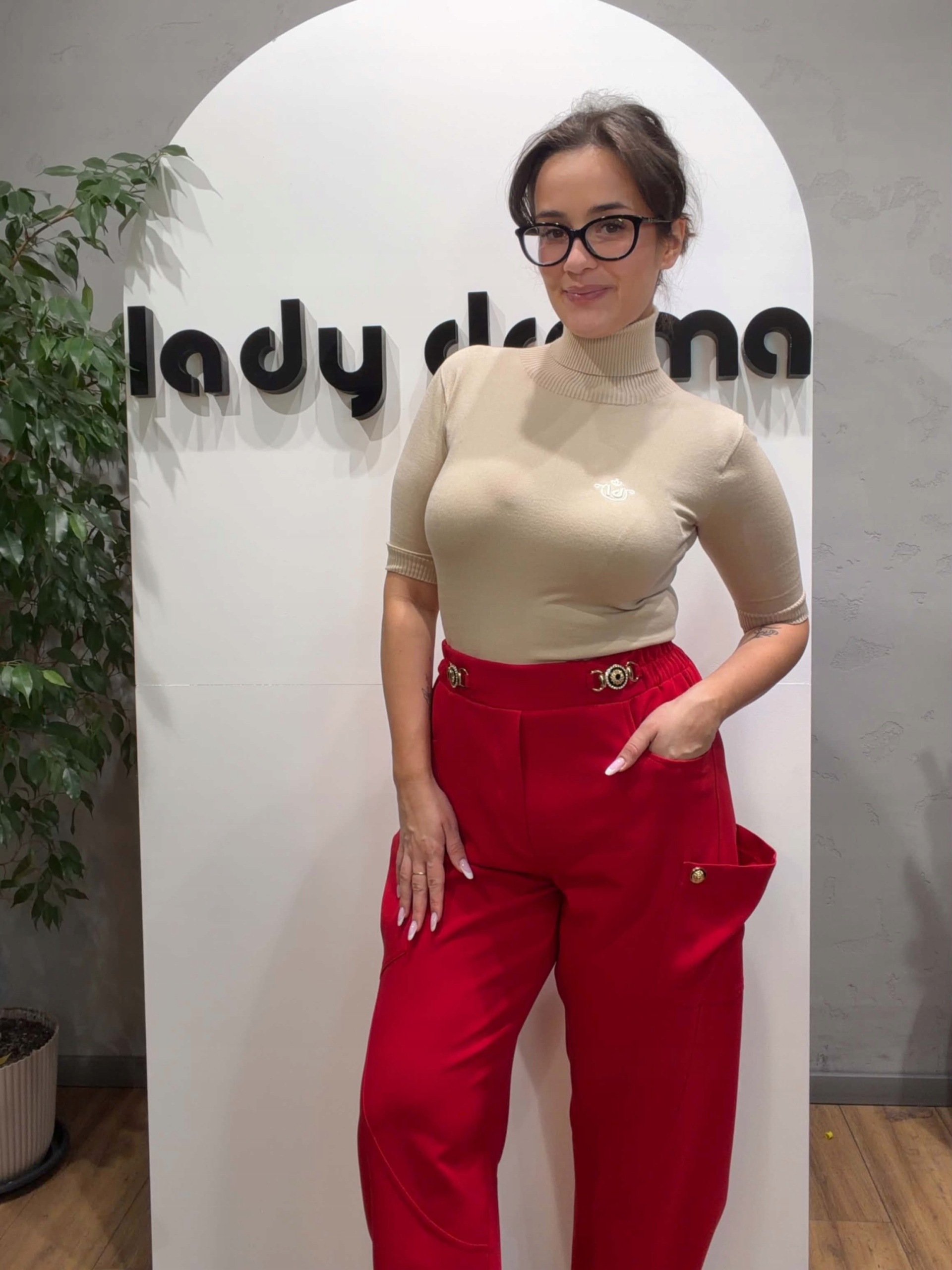 Lady Drama Kalhoty Venice Jeřabinová Červená 3 (L/XL)