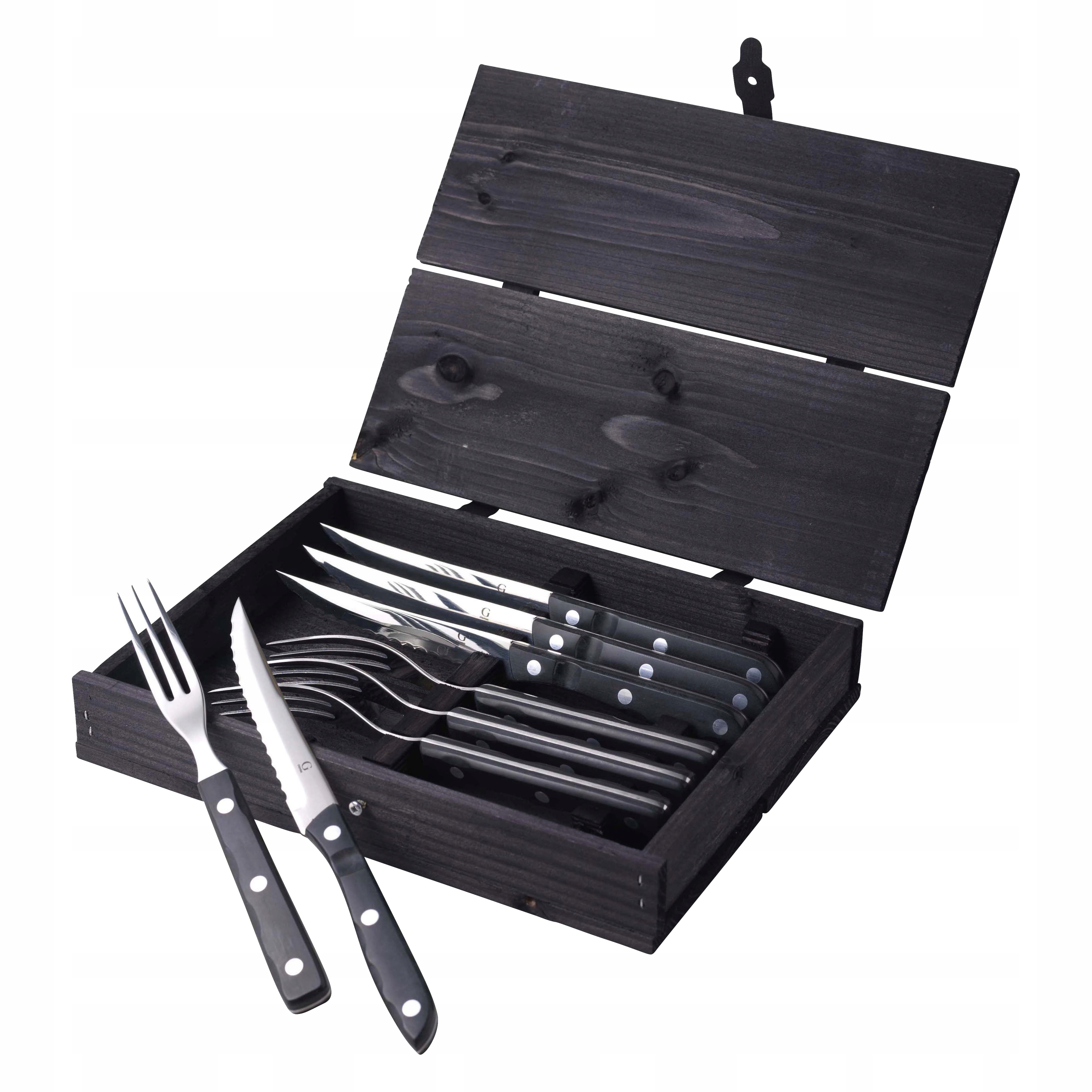Gense Old Farmer Příbory na steaky 8 Dílů Černé Dřevěné