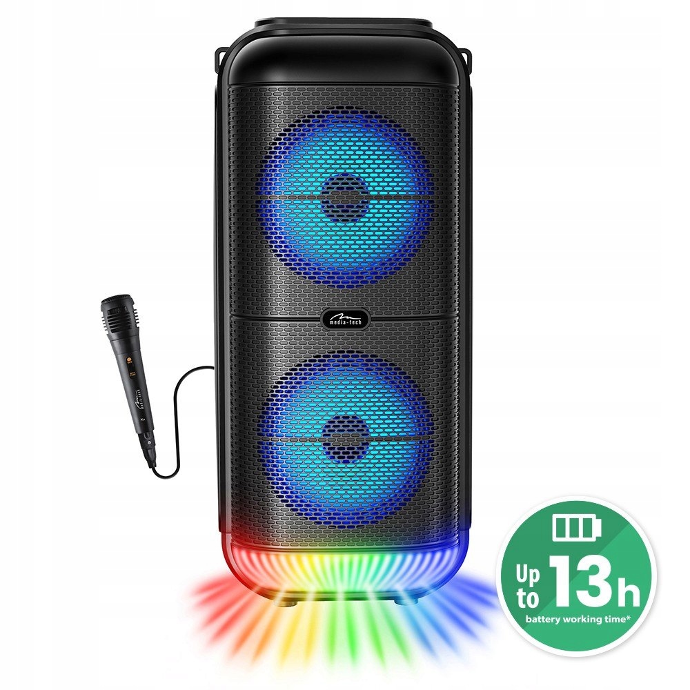 Głośnik Bt Power Audio MT3183 Karaoke/Bluetooth 5.3/FM/MP3/MicroSD/USB/AUX/