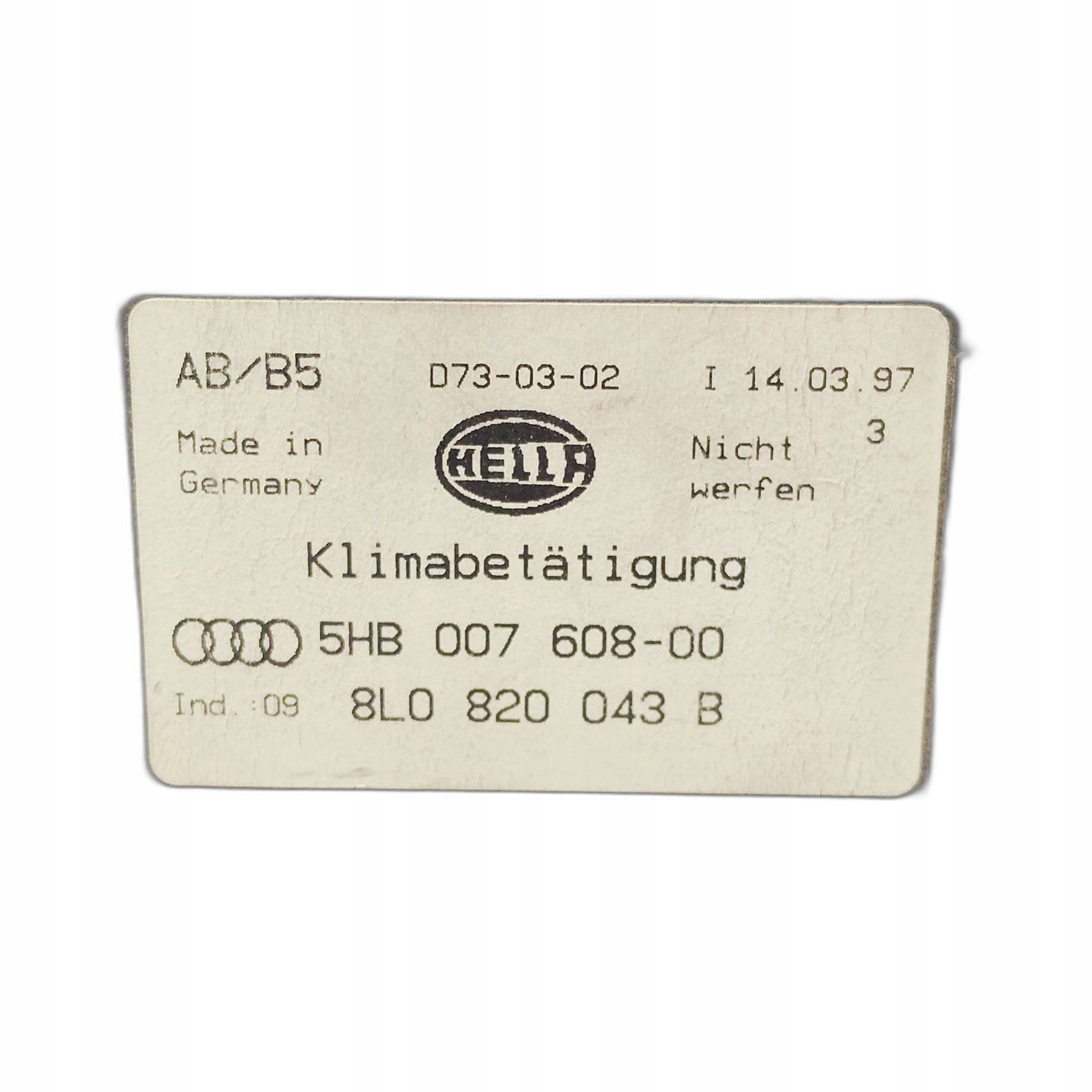 Panel switch air conditioning devices Audi A3 8L 1.9 TDI 8L0820043B