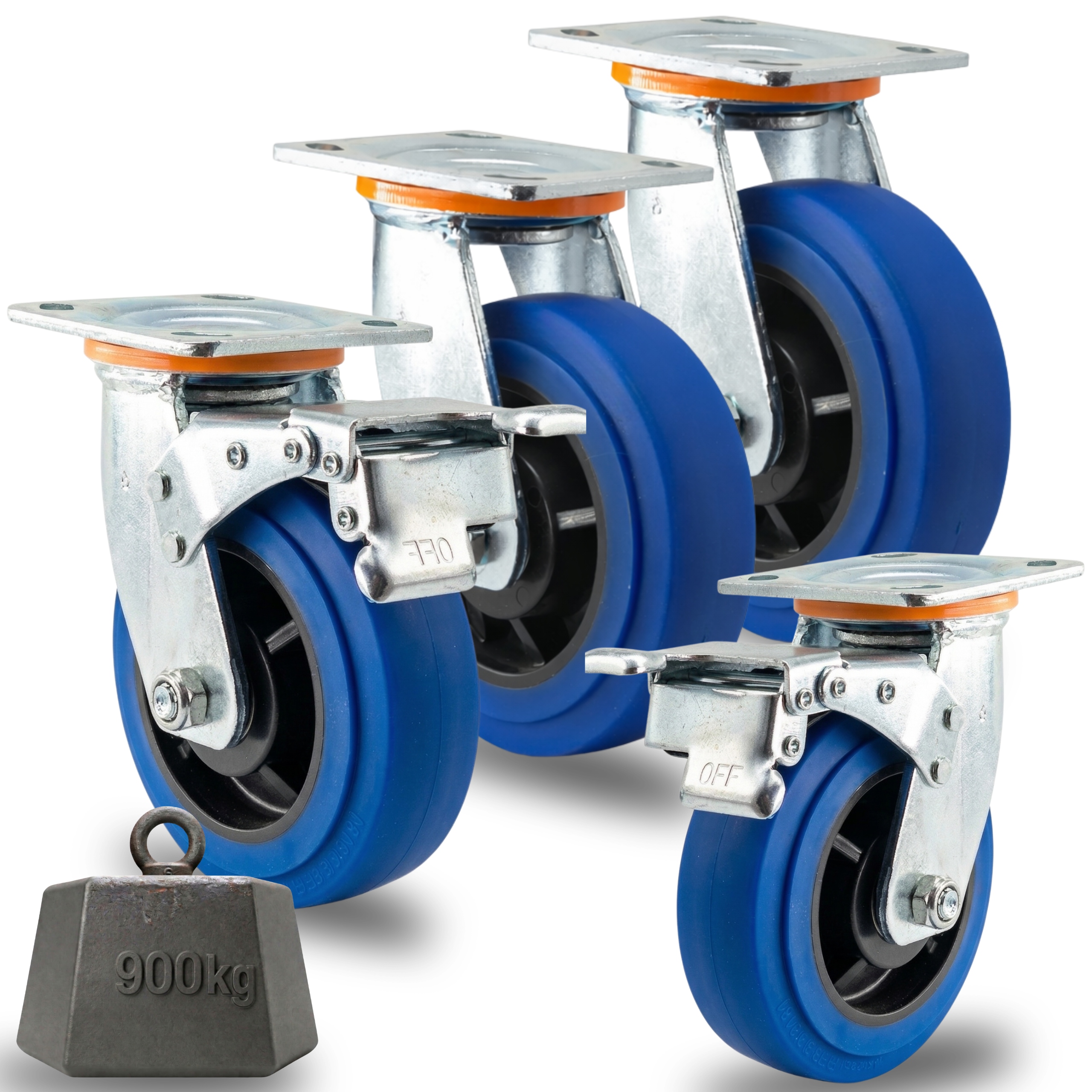 Kolečka 100 mm Otočná a s Brzdou Set 4 ks pro velké zatížení 900 kg Tpr