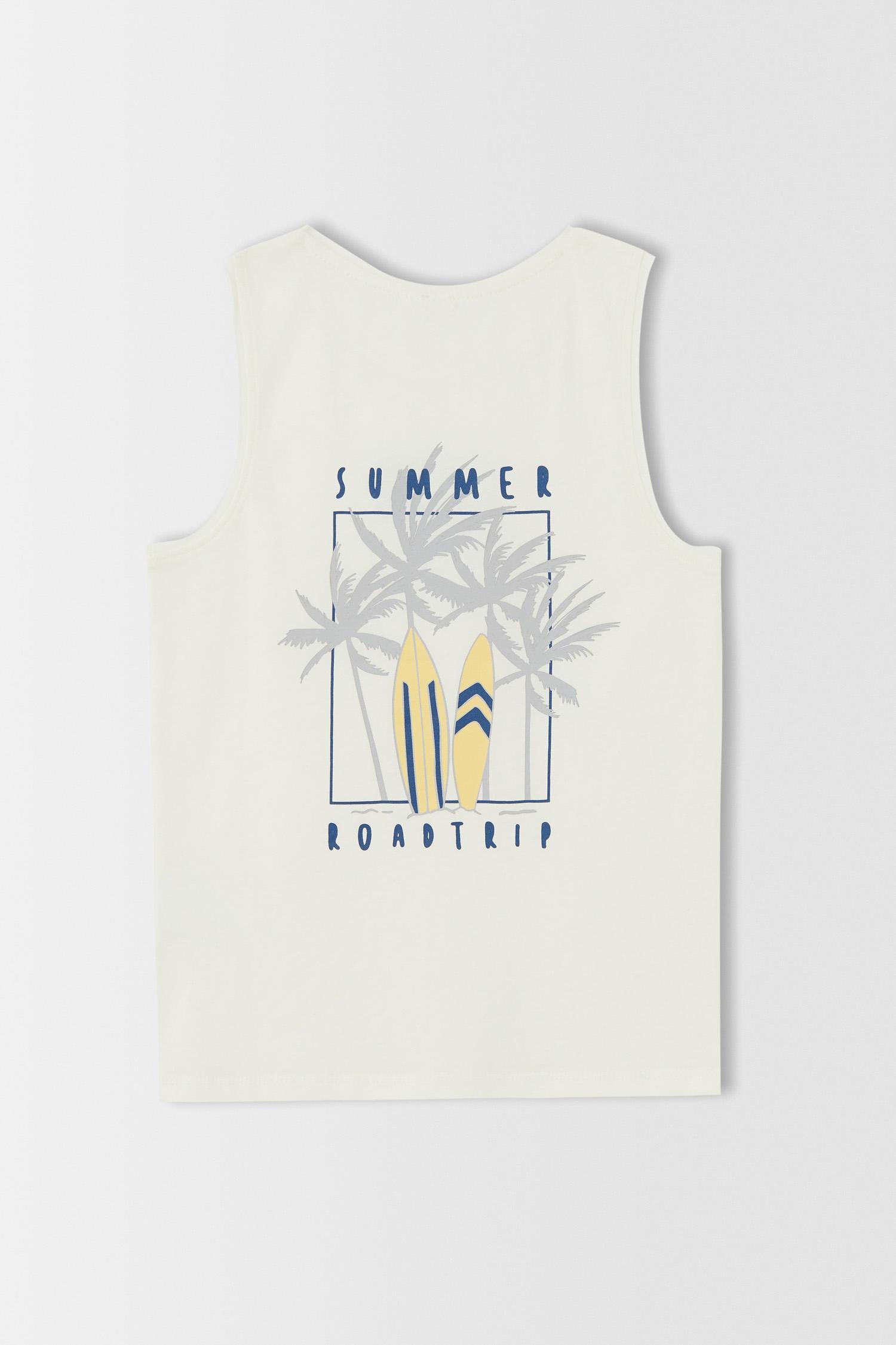 3D6A53 P19 DEFACTO KREMOWY TOP Z NADRUKIEM 104 Kolor biały