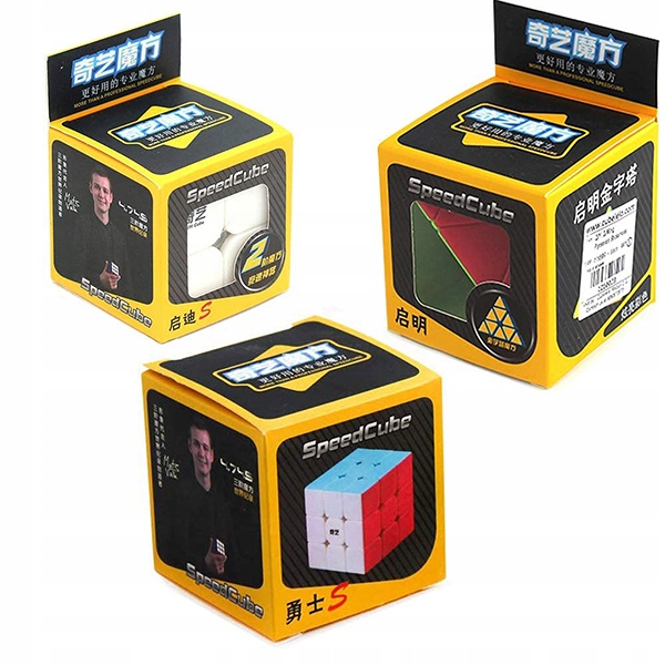 ZESTAW 3 KOSTKI 2x2x2 3x3x3 PYRAMINX + PODSTAWKA Materiał plastik