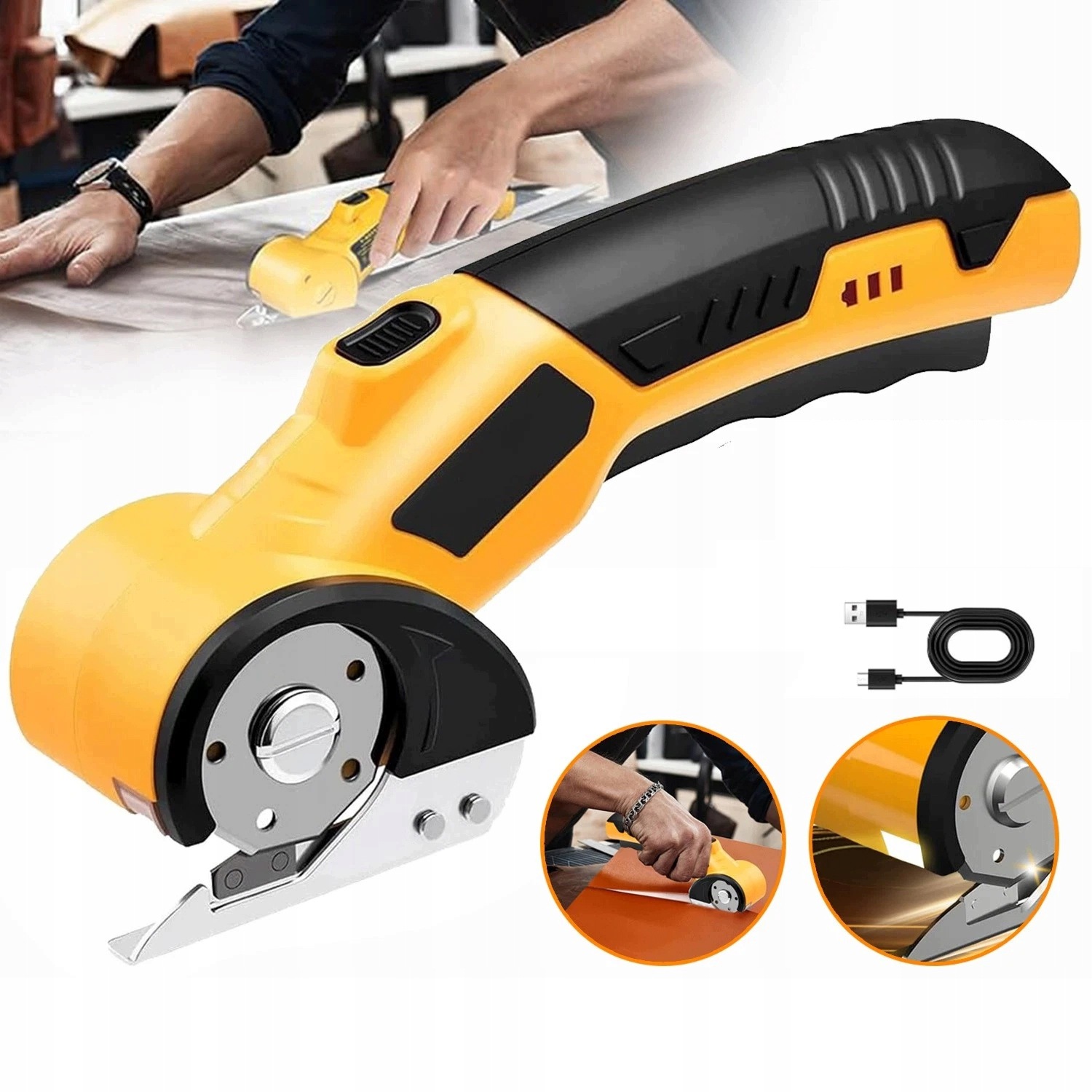 Kotoučové nůžky s lithium-iontovou baterií nabíjenou přes Usb s Led