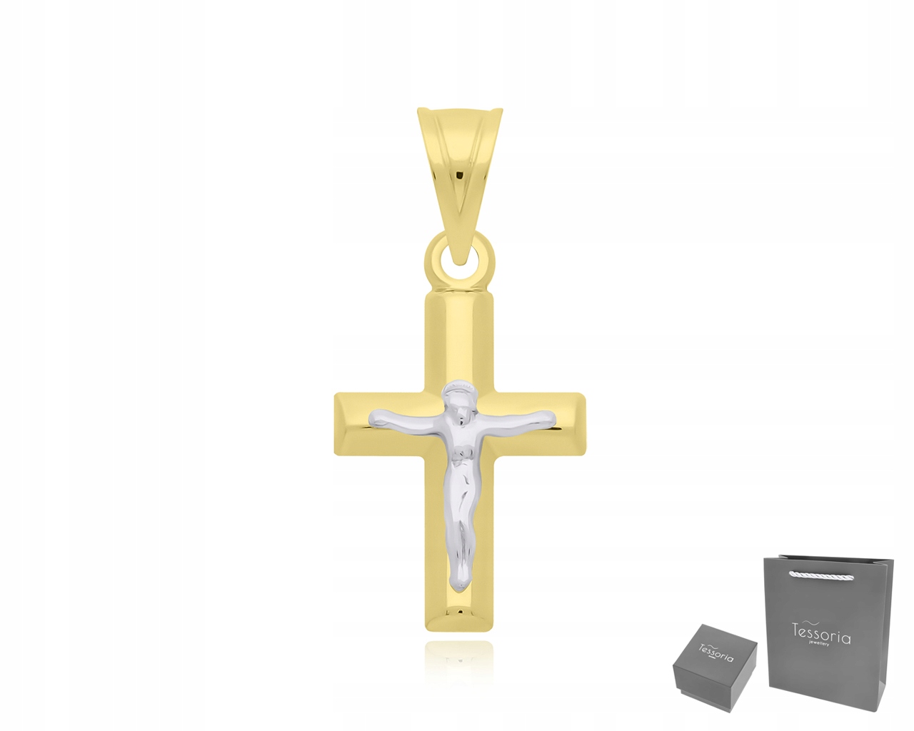 Zlatý křížek 585 pro dítě s Ježíškem na přijímání Přívěsek na Řetízek