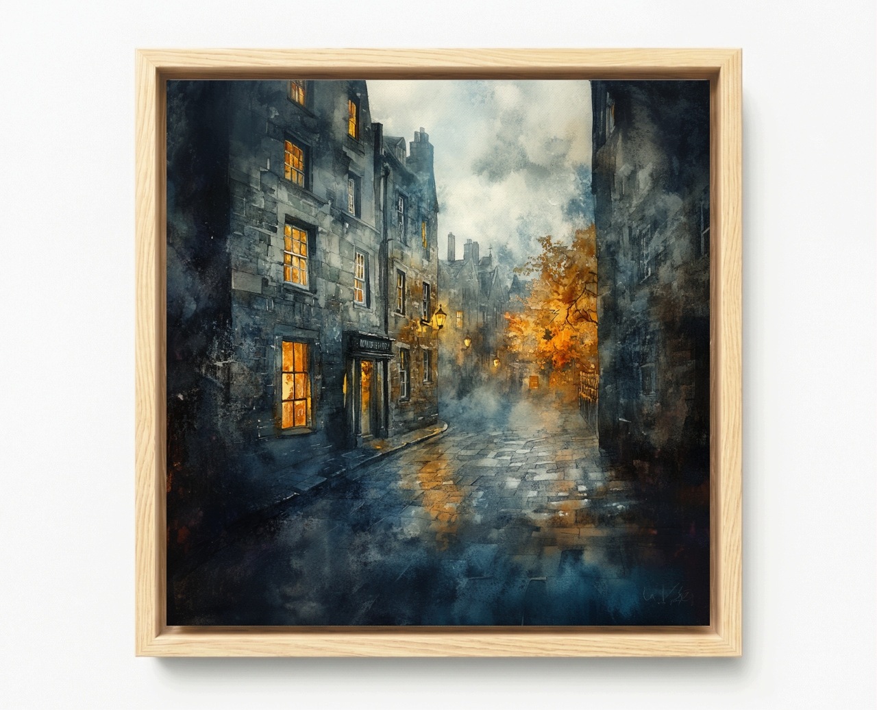 Obraz Rám Americký Box Město Edinburgh Ulice Večer Podzim Pohled 60x60