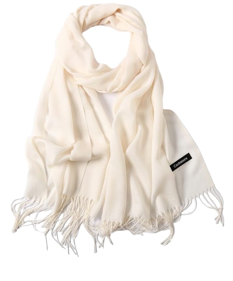 ELEGANCKI SZAL DAMSKI SZALIK ECRU KREMOWY ZWIEWNY LEKKI WIOSENNY