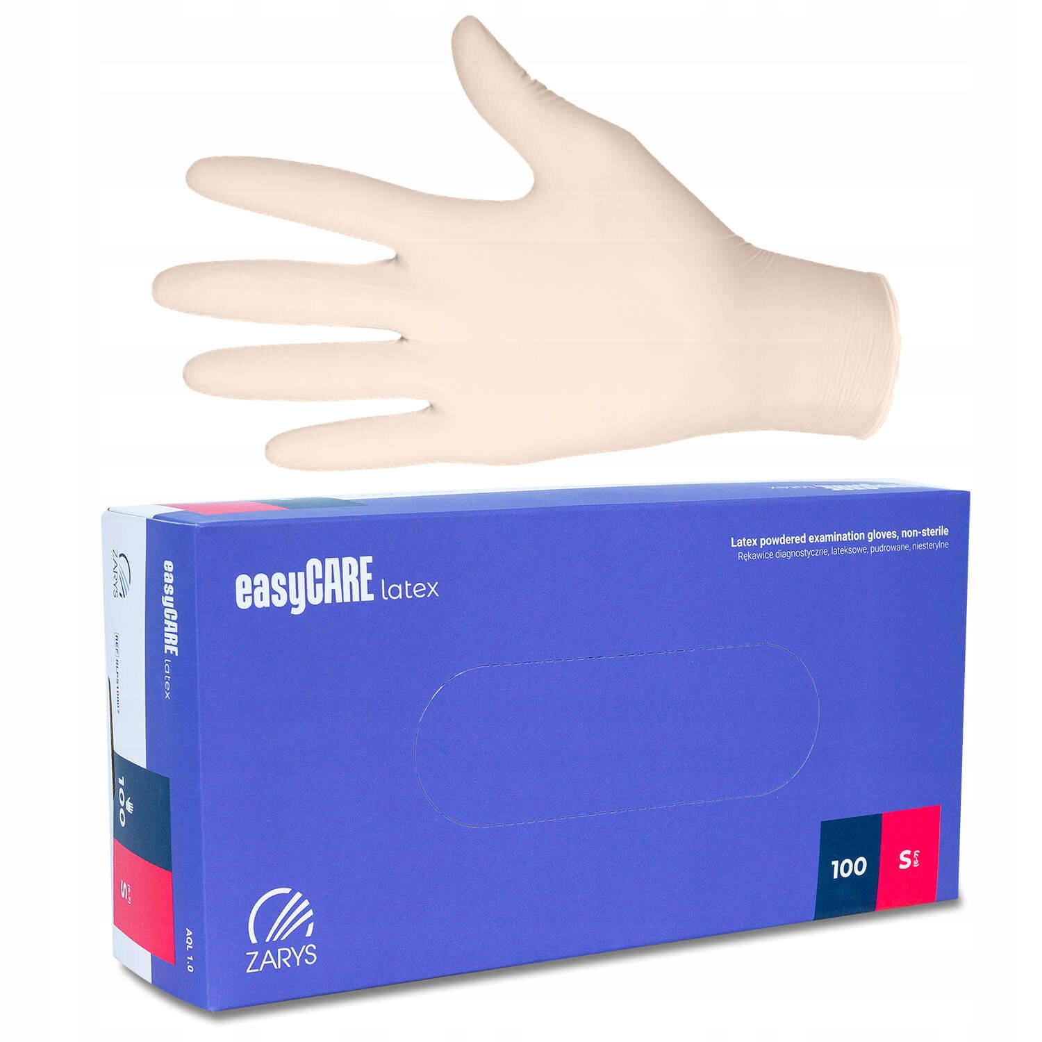 Rękawiczki Lateksowe Pudrowane Zarys easyCARE 100 sztuk S