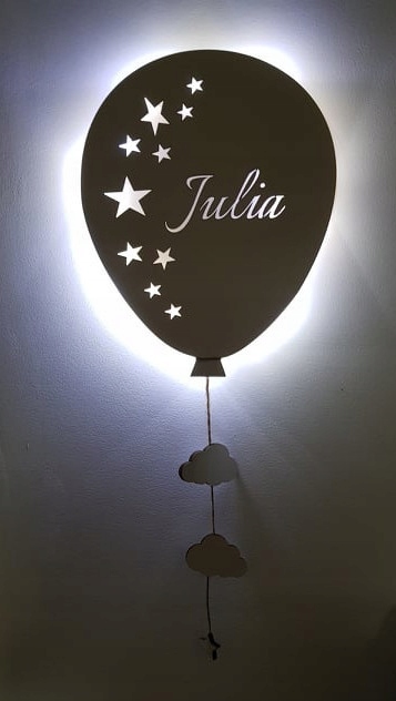 LAMPKA BALON nocna LED Z IMIENIEM KOLORY baterie Kolor dominujący biały