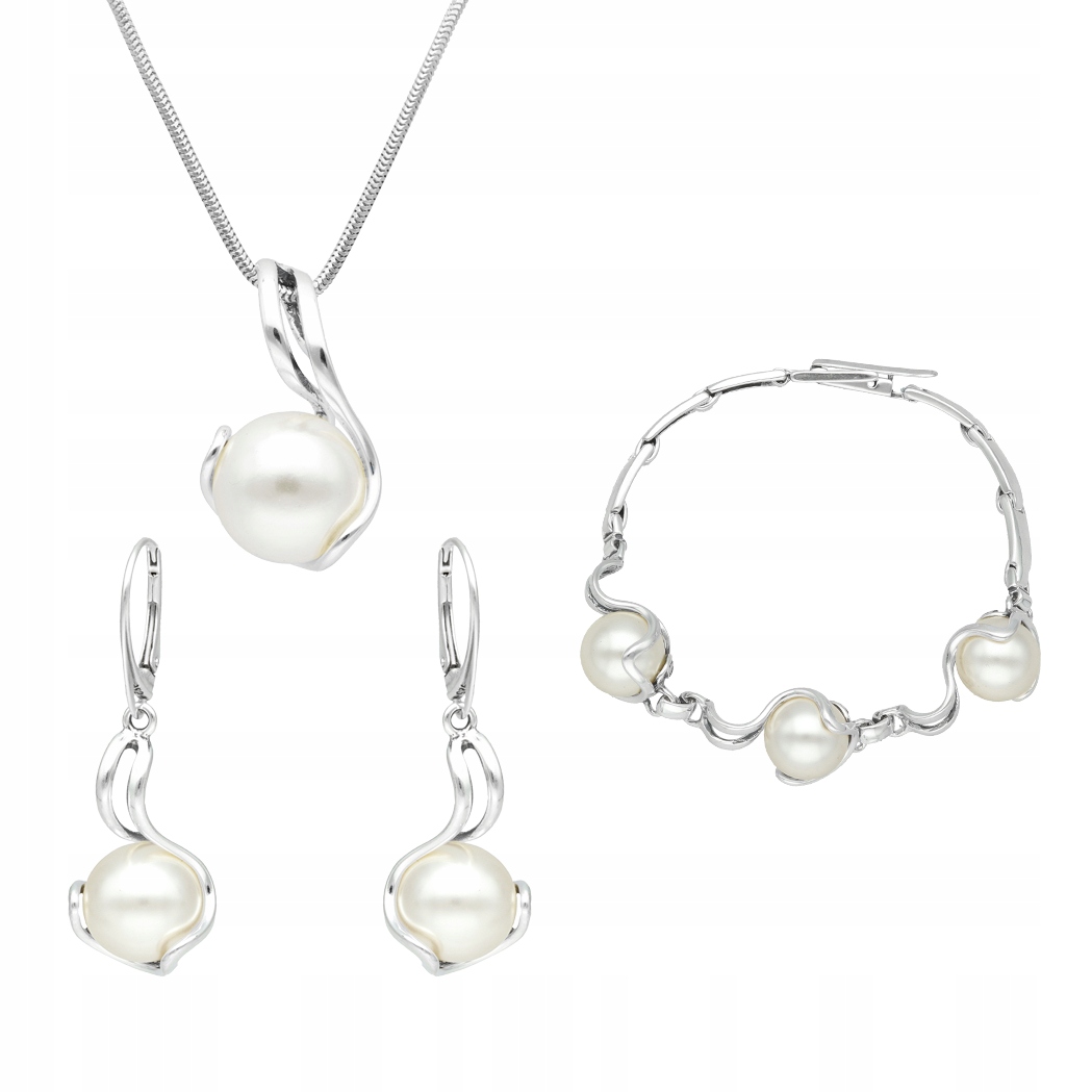 Efektní komplet s stříbro perlami