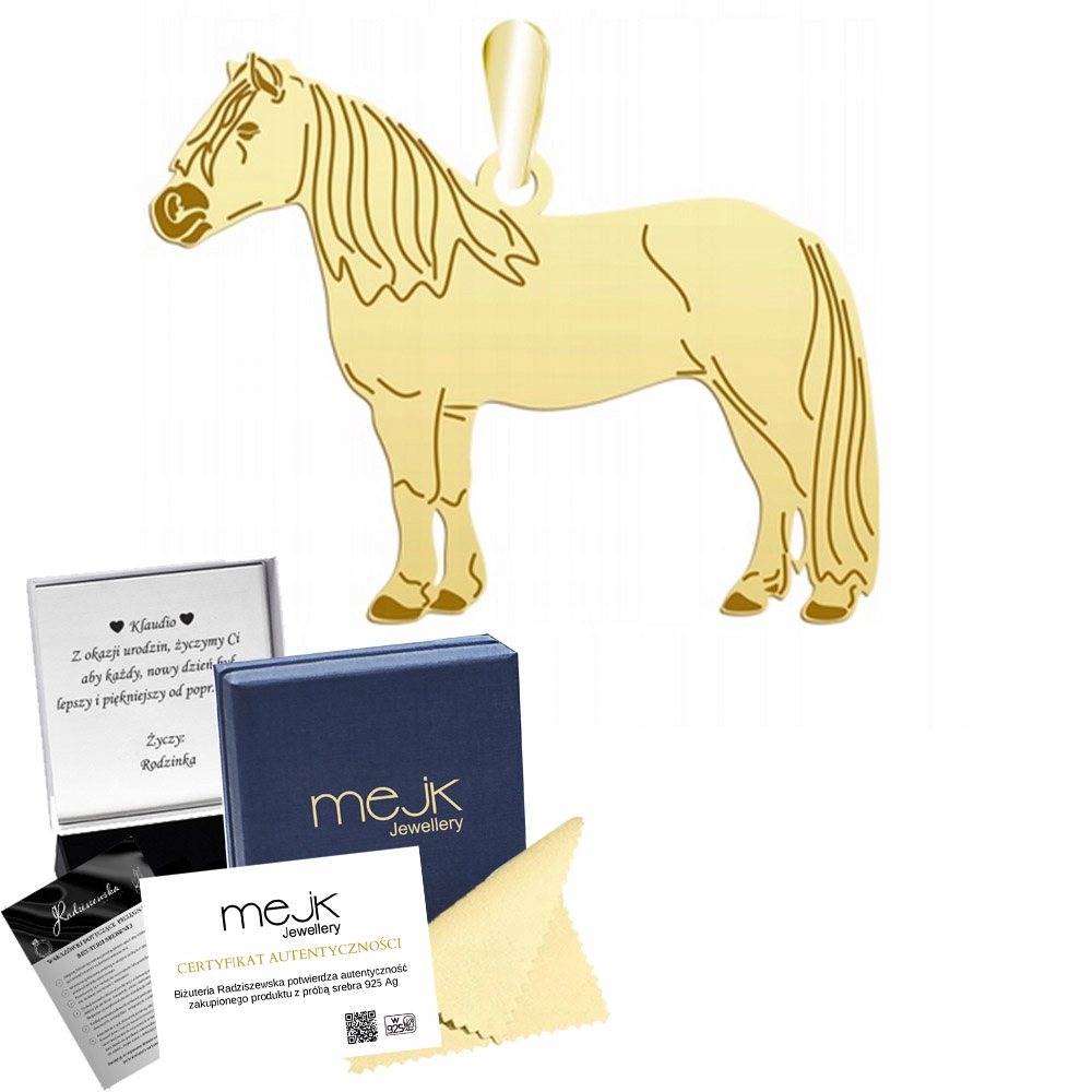Zlatý přívěsek s koněm Haflinger 925 Dárek Šperky Žena Gravírování