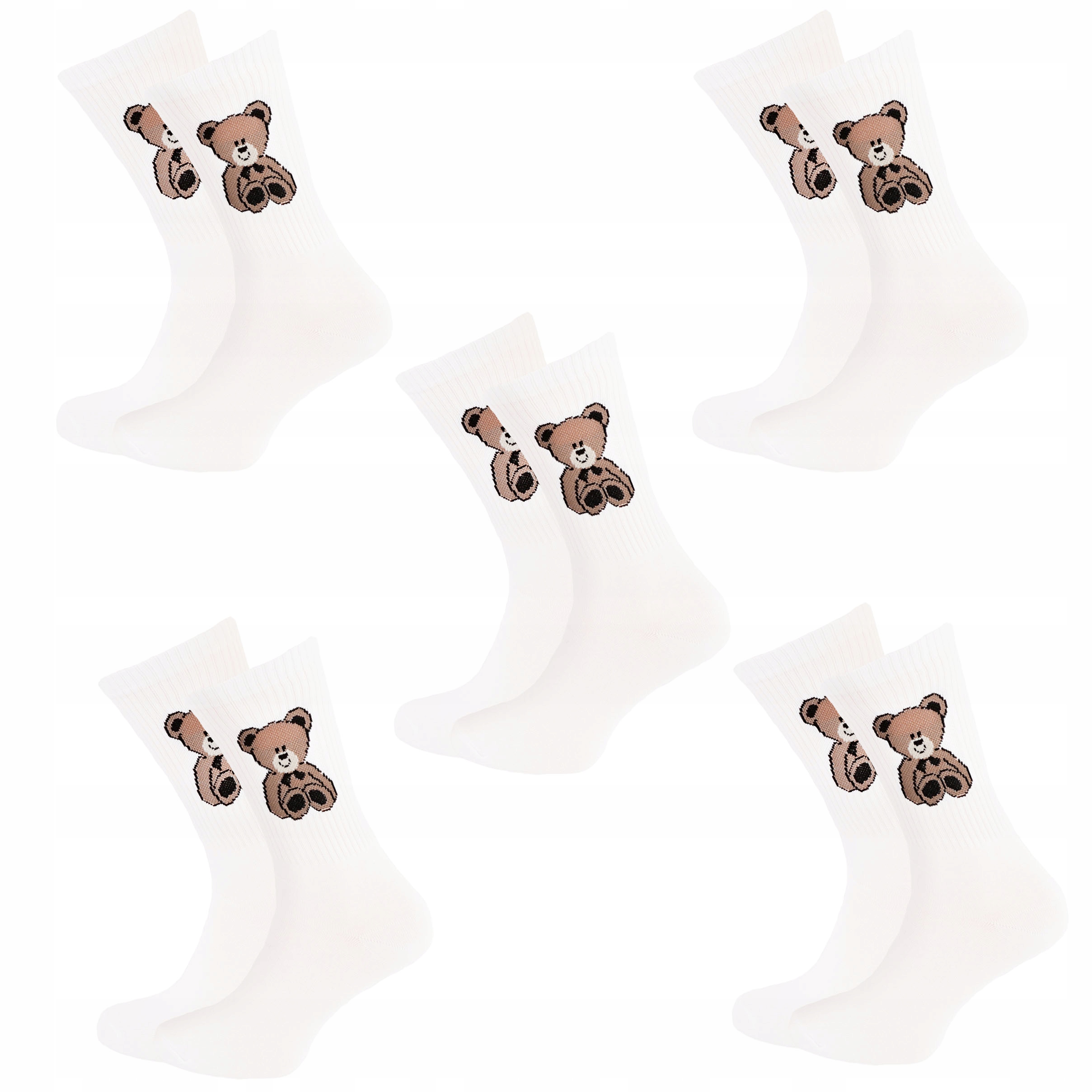 

5x Męskie skarpety bawełniane białe miś r. 39-42