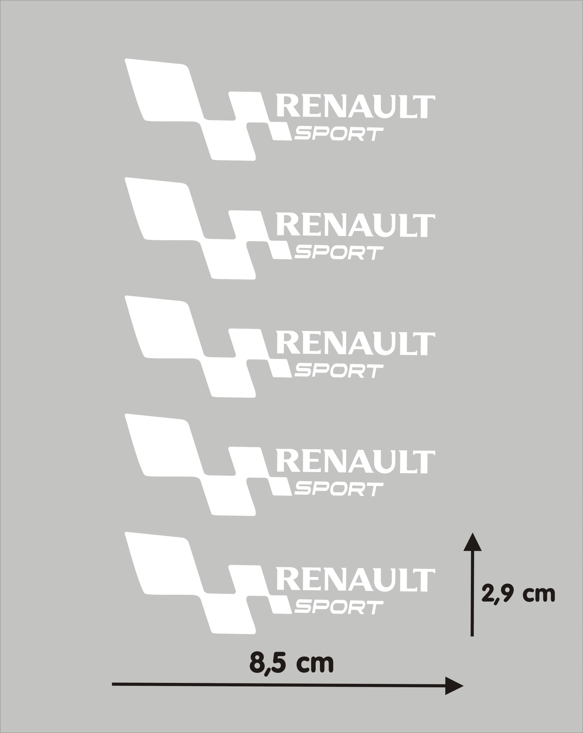 Renault Sport Komplet 5 Naklejek Na Felgi Alufelgi Koła Hi Temp 8 Lat Białe