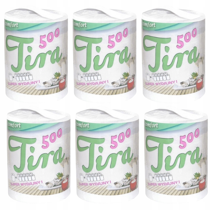Levně Tira Papírový ručník Celulózový 500 listů x 6 rolí