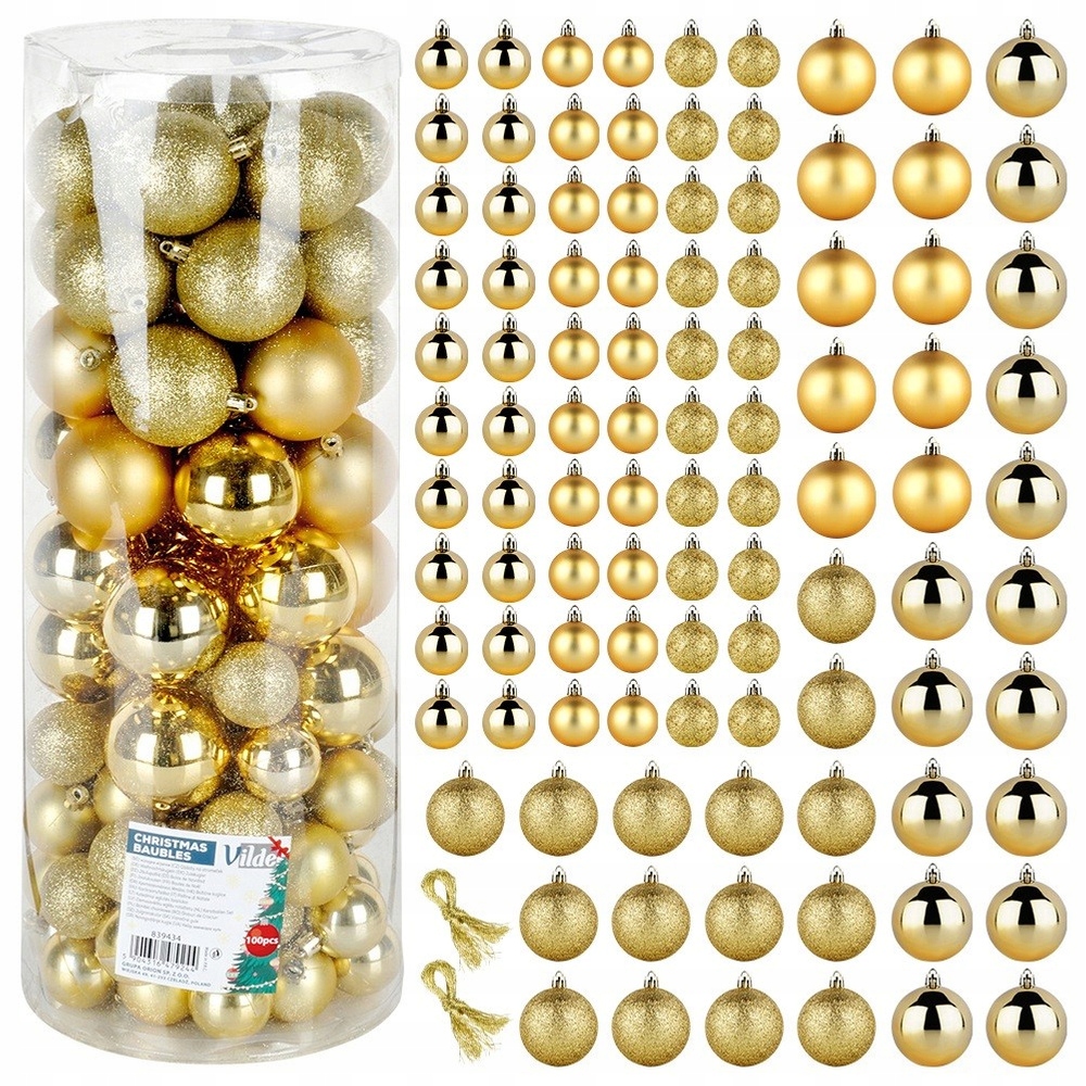 Vánoční Baňky Nerozbitné Zlaté Sada Ozdob Na Vánoční Stromeček 4 6 CM 100 Ks