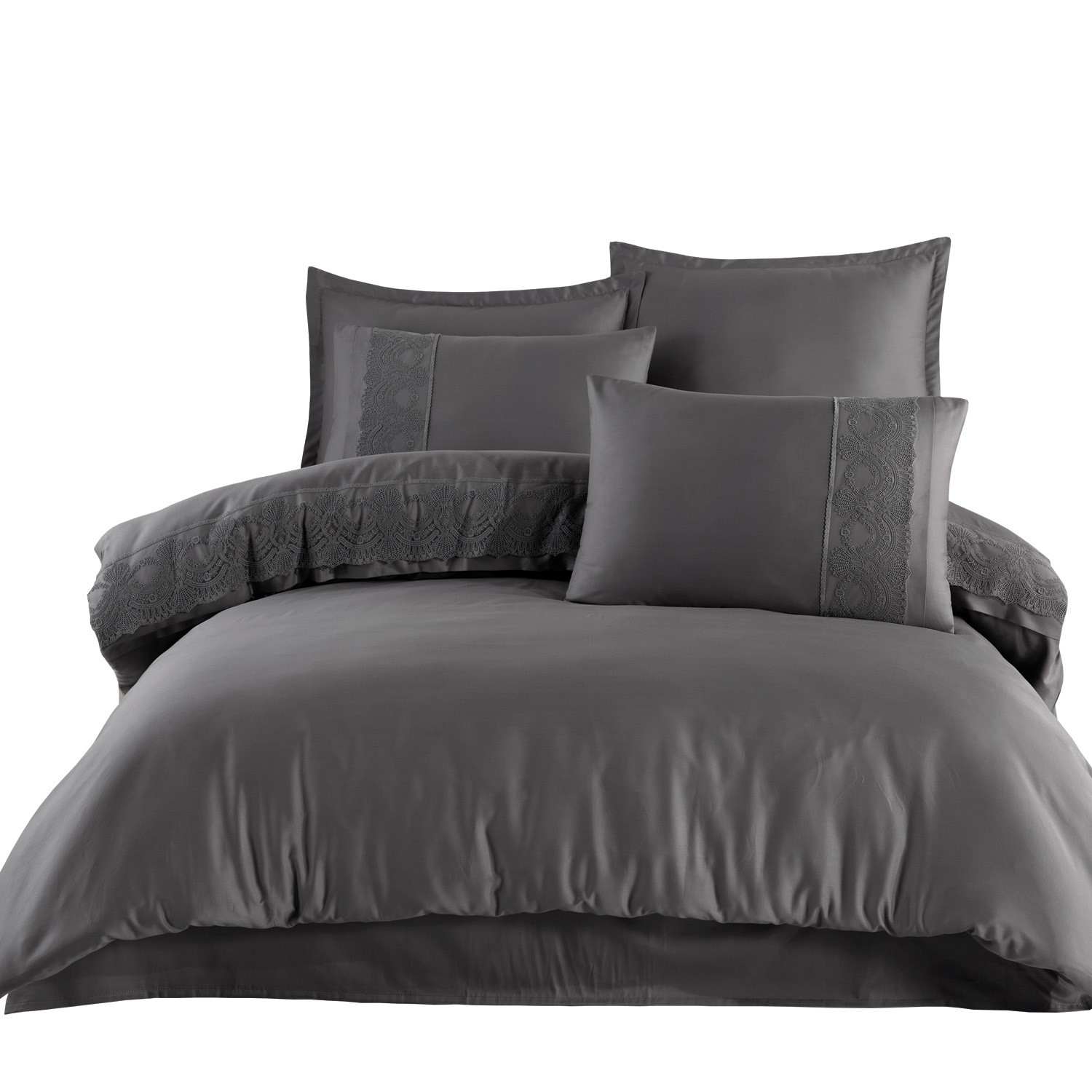 Posteľná Bielizeň s luxusnou gipiúrou 160x200, šedá