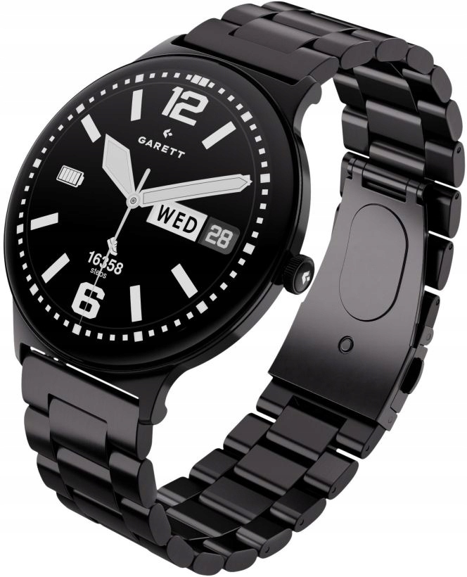 Elegantní Pánské Chytré Hodinky Garett Quantum Glow Černá Slim Obálka Sada