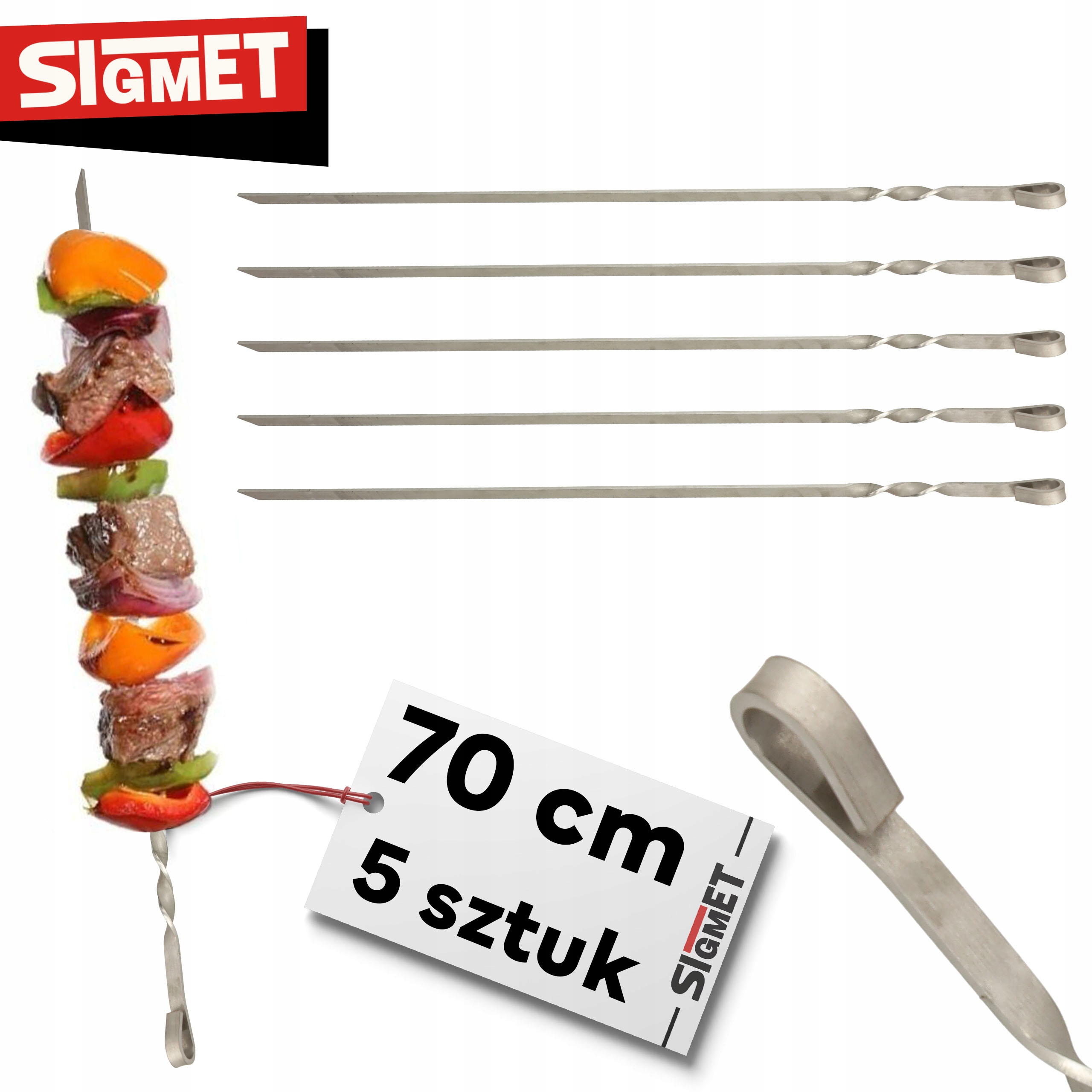 5 x Špízy na špízy 70 cm 3 mm na grilování, špízy s rukojetí