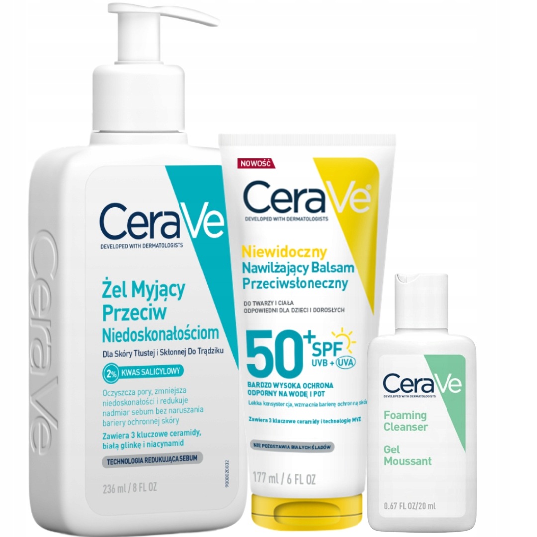 CeraVe Balsam Spf 50+ 177ml Żel Myjący Przeciw Niedoskonałościom 236ml