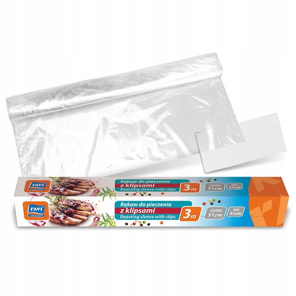 Rękaw do pieczenia + klipsy 3m x 31cm w kartoniku