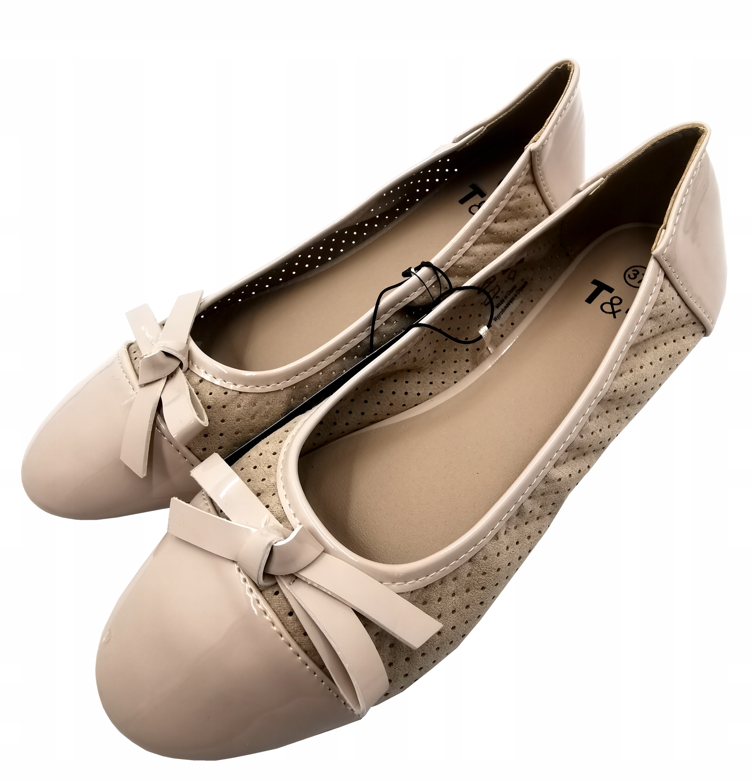 

Baleriny damskie beżowe kokardka 37