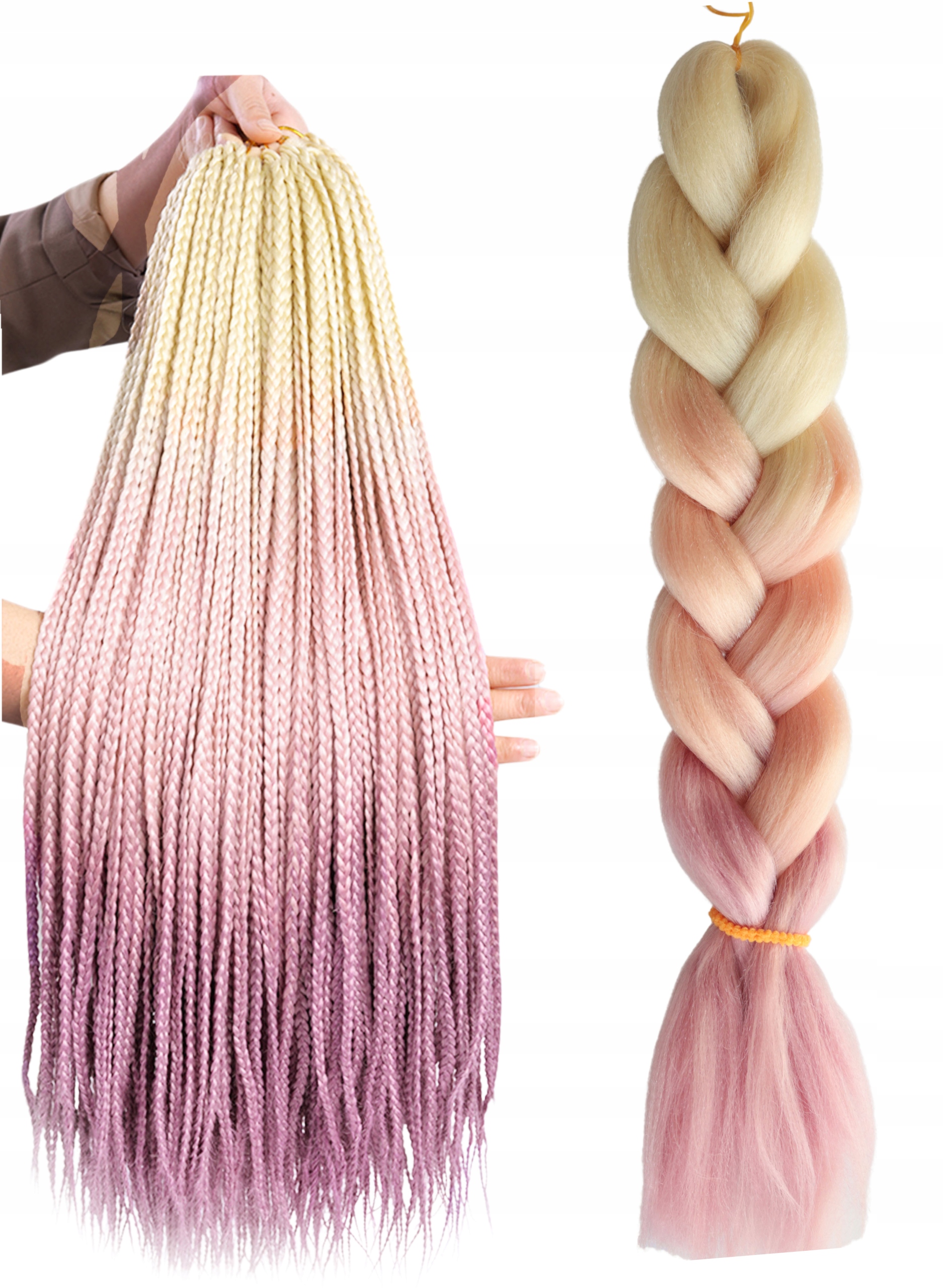 Włosy syntetyczne warkoczyki BLOND PASTELOWE OMBRE