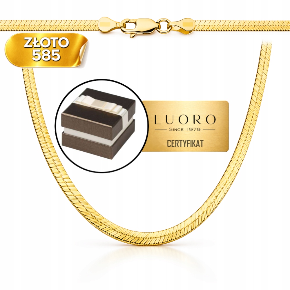 Řetízek Zlatý 585 14K Splétaná Páska 40 CM 3 MM Elegantní Prestiž