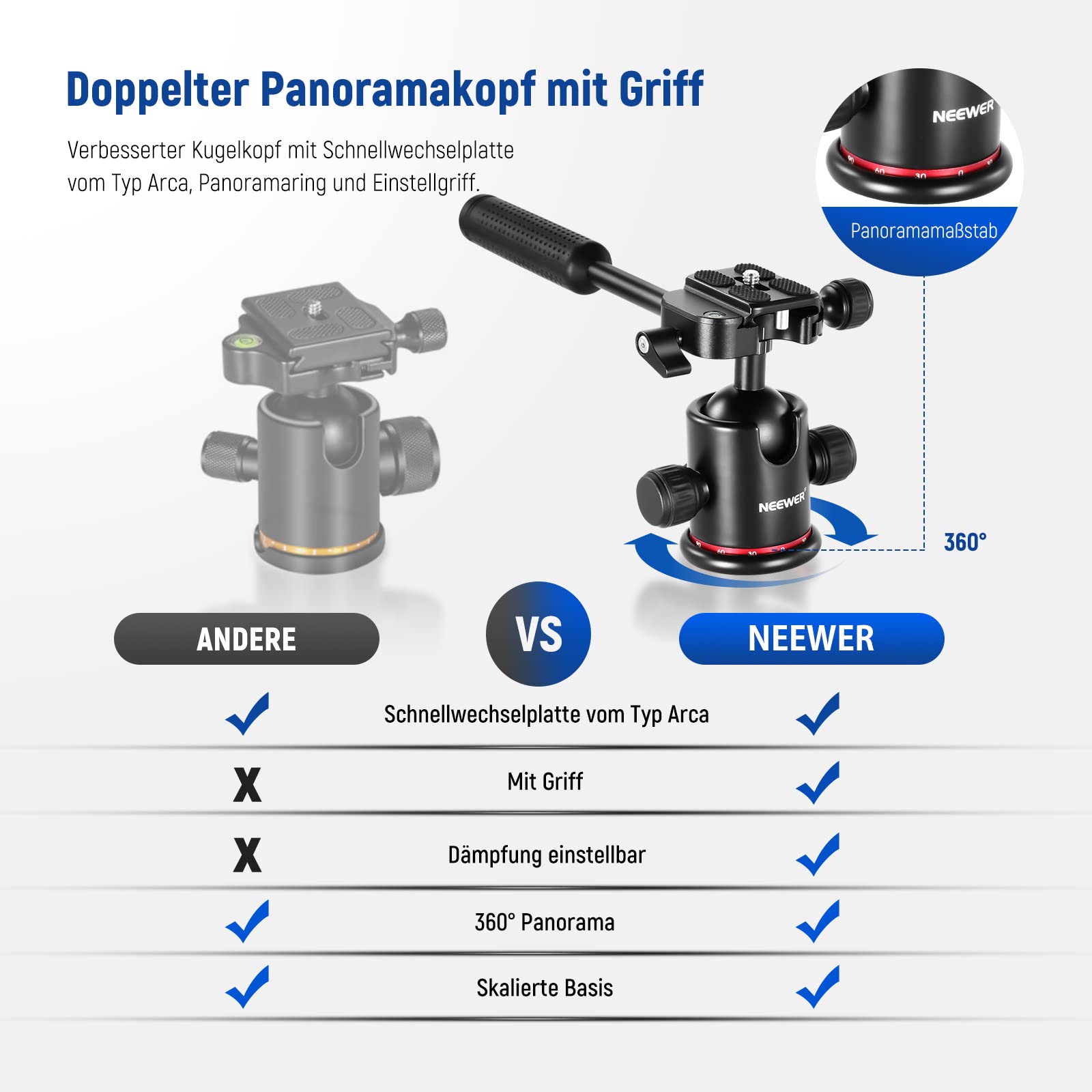NEEWER Statyw Aluminiowy 360° z Głowicą Kulową do Makrofotografii — miniatura 6