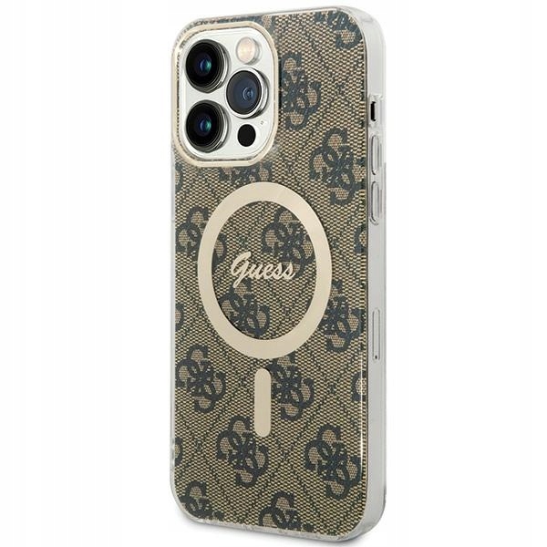 Pouzdro Pro Iphone 15 Pro Max Guess Hardcase Magsafe Hnědé