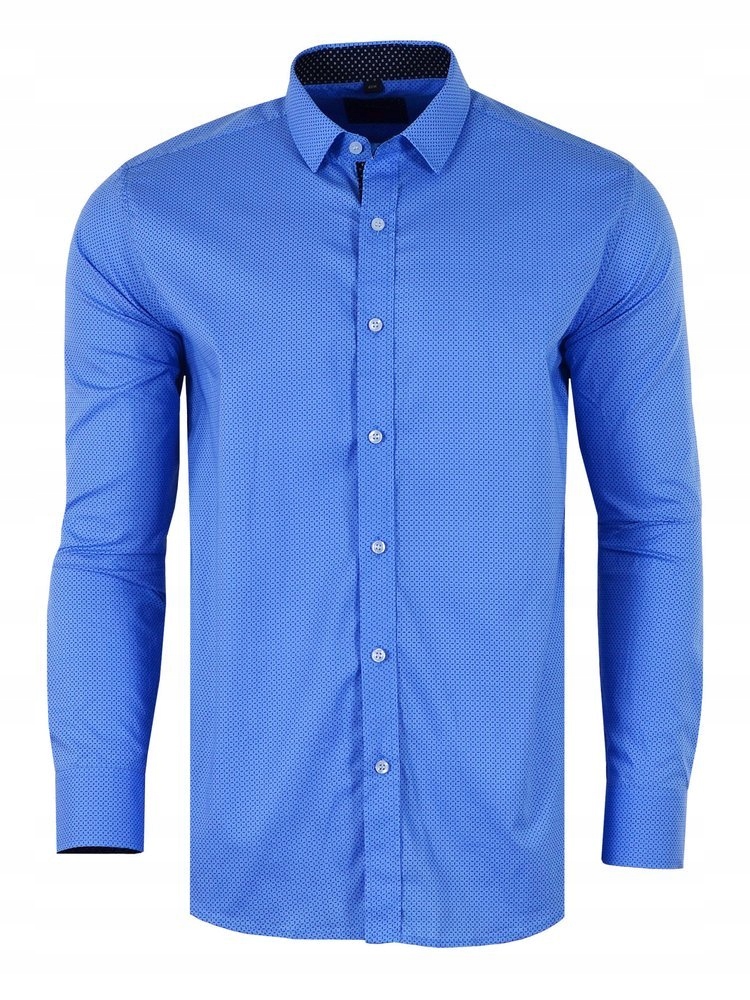 40/41 KOSZULA WZORY NIEBIESKA DŁUGI RĘKAW