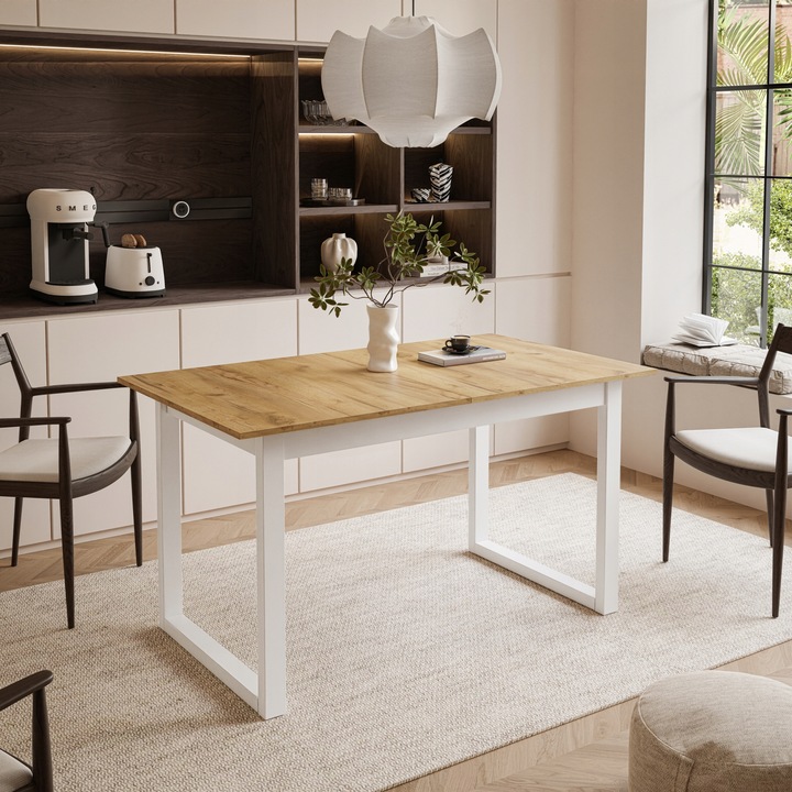 Stół Loft Arton 140-195x80 nogi metalowe dąb craft złoty Marka Lukmebel