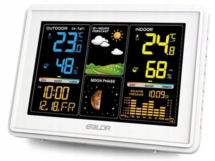 Baldr radiowa stacja pogodowa z czujnikiem zewnętrznym zegar radiowy Dcf