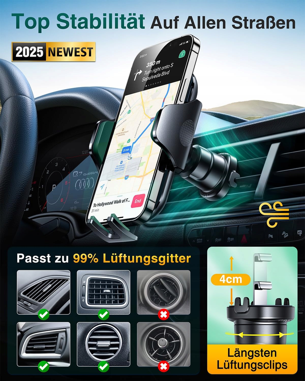 VANMASS Uchwyt Samochodowy 2025 Zielony Do iPhone 16 Pro — miniatura 6