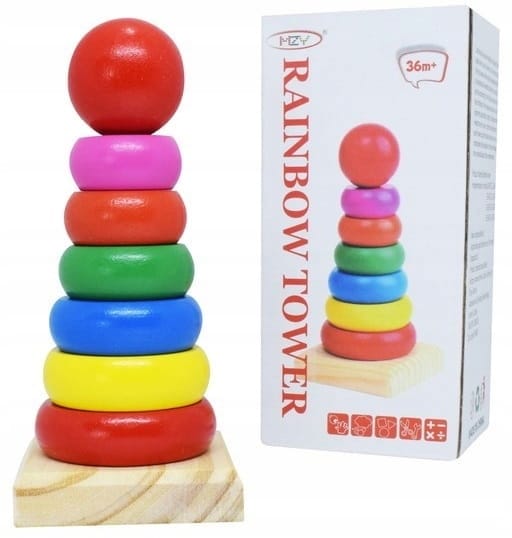 DREWNIANA PIRAMIDKA SORTER WIEŻA EDUKACYJNA Marka inna