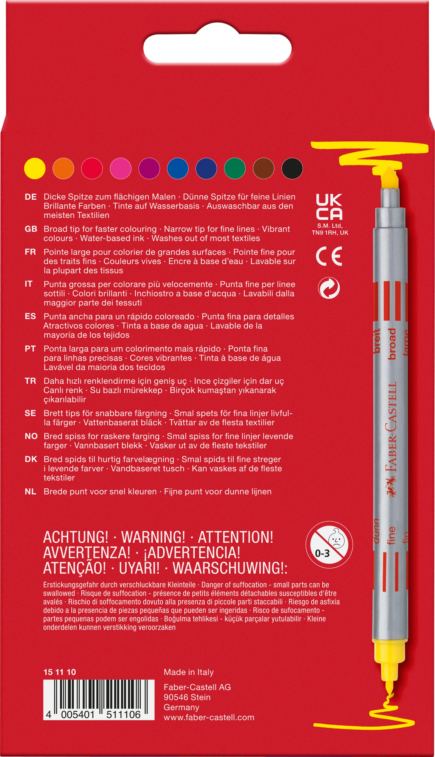 FABER-CASTELL Flamastry pisaki mazaki dwustronne szkolne 10 kolorów ZESTAW Kod producenta 4005401511106