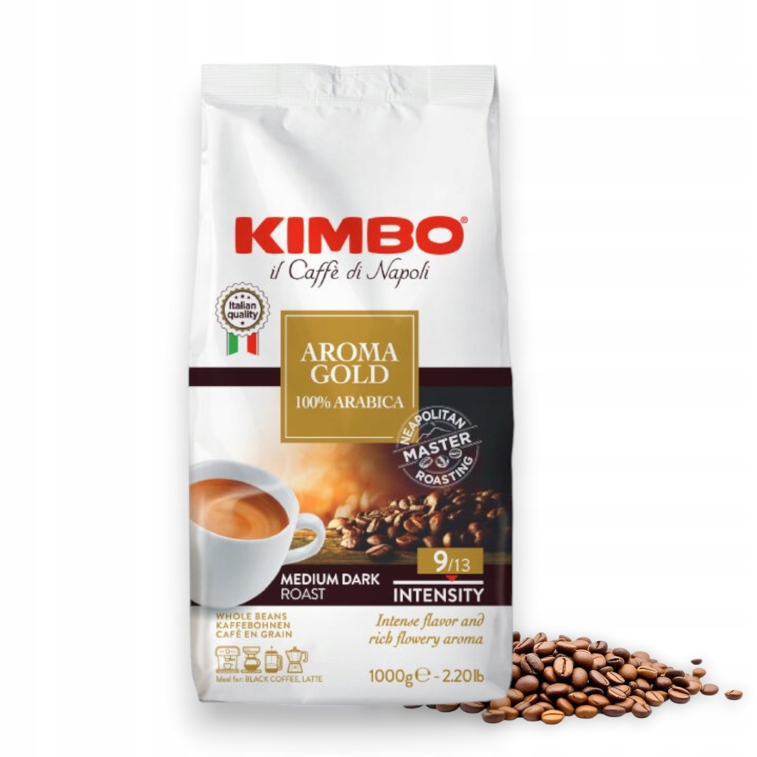 Levně Káva zrnková Arabica Kimbo Aroma Gold 1000 g
